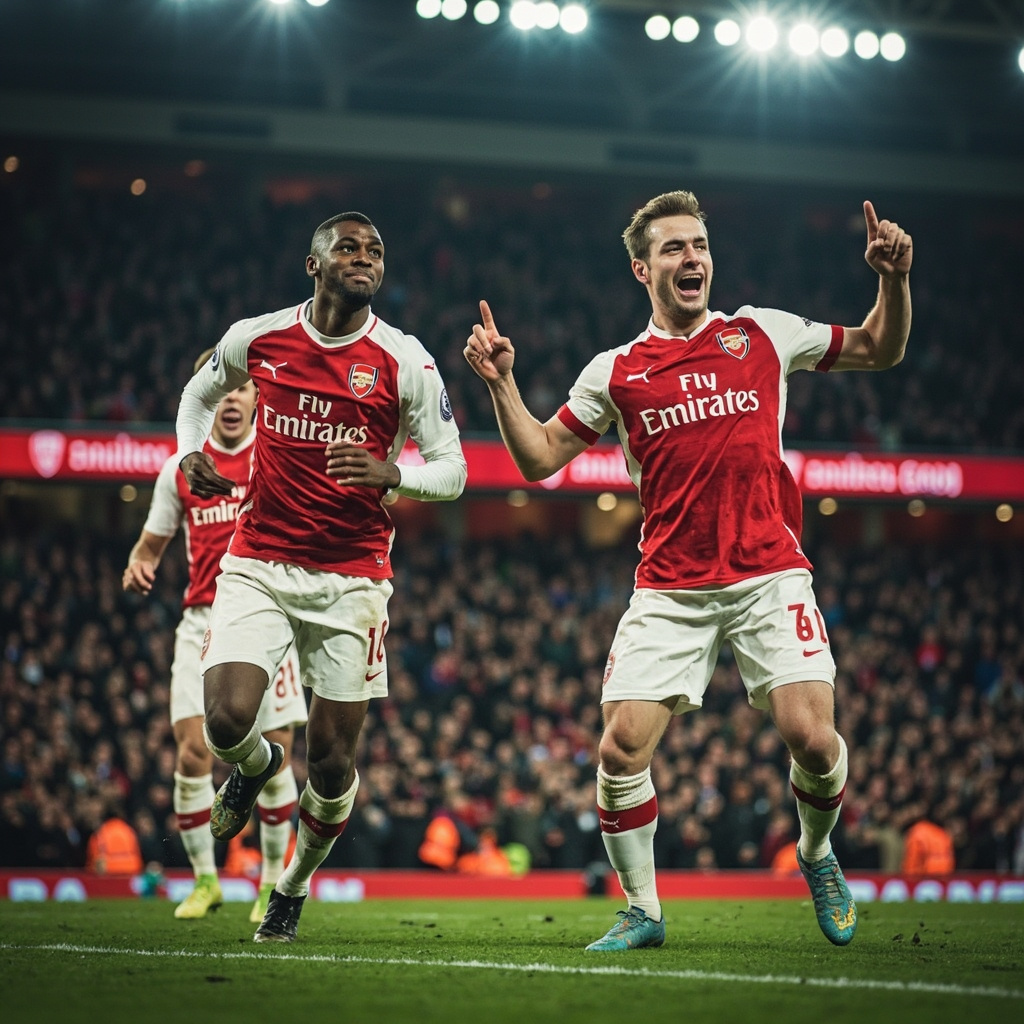 阿森纳球员庆祝晋级